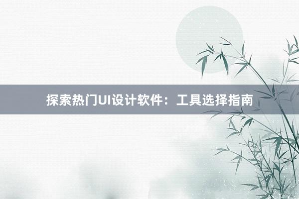 探索热门UI设计软件：工具选择指南